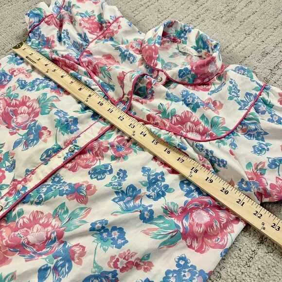 Vintage Lyn Anne Nightgown Size Med Floral CottageCore Grannycore Snap Collar - Picture 11 of 11